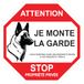 Ambiance Sticker Zelfklevend verkeersbord, zelfklevend, voor waakhond, gelamineerd, gelamineerd, water- en uv-bestendig – let op de hond Ik Monte la Guard – 30 cm ø