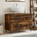 Maison Exclusive Meuble sous-lavabo exclusif - Modèle HAARLEM, en bois imitation chêne fumé, dimensions : 82 x 41 x 58,5 cm