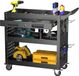 LOCENHU Aobabo Werkplaatswagen, metalen handkar, montagewagen 75×70×35 cm, met afsluitbare lade, vier haken, maximaal draagvermogen 150 kg