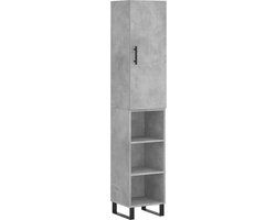 vidaXL Hoge kast 34,5x34x180 cm bewerkt hout betongrijs