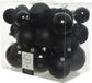 Decoris Kerstballen - 26x st - zwart - 6-8-10 cm - kunststof