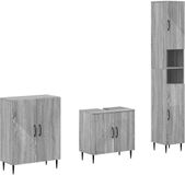 vidaXL - 3-delig - badkamerkast - set - HAARLEM - Grijs Sonoma - Bewerkt hout