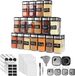 Shenzhen Haorui Industrial Technology Co., Ltd. Pots à épices carrés avec insert saupoudreur, lot de 24, 120 ml, couvercle d'étanchéité multifonctionnel, pots à épices en acier inoxydable, saupoudreur d'épices, rangement d'épices de cuisine