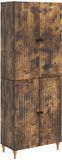 vidaXL - Bank loungeset - Bewerkt hout - Gerookt eiken