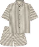 SCHIESSER Geweven Pyjama Dames Gestreept Korte Mouw Olijfgroen 82% Katoen