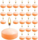 Merkloos Drijvende Kaarsen 24 Stuks - Lichtoranje - Ongeparfumeerd - Veilig - 5 x 3 cm - Voor Bruiloft/Decoratie - Theelicht