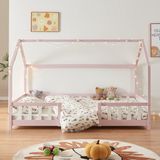 en.casa Lit enfant Sisimiut lit maison 200x120 cm rose et blanc