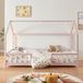 en.casa Lit enfant Sisimiut lit maison 200x120 cm rose et blanc