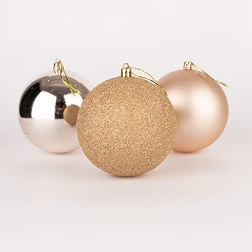 SHATCHI 10 cm/6 stuks kerstballen onbreekbaar champagne goud, kerstboom decoraties bal ornamenten ballen kerst opknoping decoraties vakantie decor - glanzend, mat, glitter