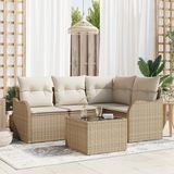 vidaXL Tuinbank - Set - 5 - st - Bruin - poly - rattan