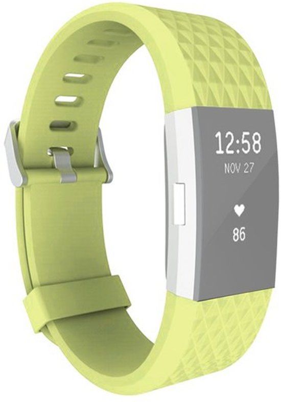 Qubix Fitbit Charge 2 siliconen bandje - Groen - 23CM