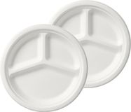 Duni Wegwerp fondue/gourmet borden - 200x - 3-vaks - wit - D26 cm - feest buffet bordjes