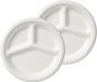Duni Wegwerp fondue/gourmet borden - 200x - 3-vaks - wit - D26 cm - feest buffet bordjes