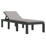 vidaXL Lit de jardin avec coussins PP anthracite
