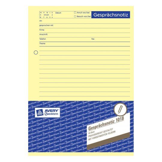 Avery 1018 Zelfklevend notitiepapier geel 14,8 x 21 cm
