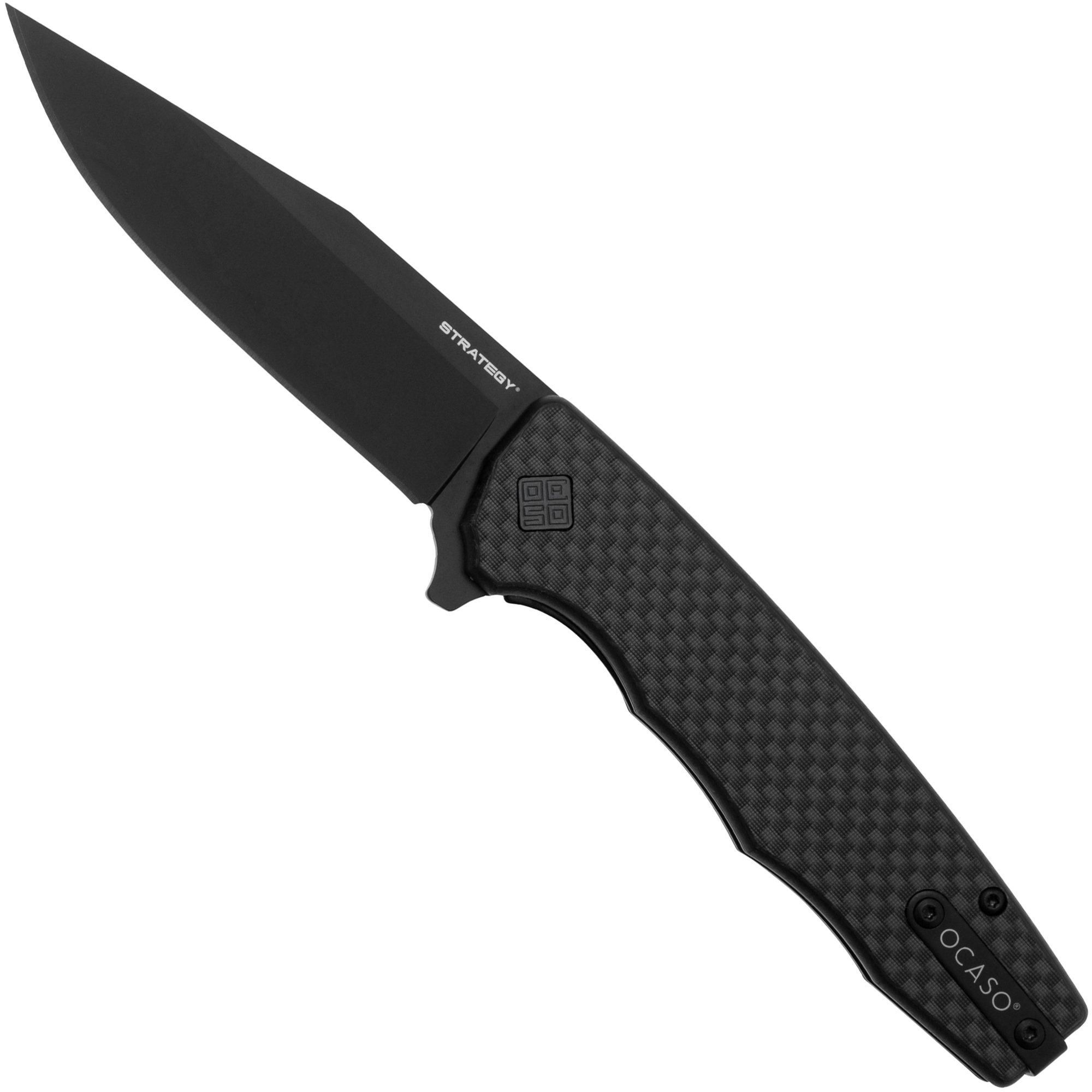 Ocaso Strategy 29BCB Black Blade - G10 Carbon Fiber Peel Ply - Pocket Knife