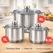 KlönBerg Accessoires de cuisine | Set de 6 ustensiles de cuisson à induction | 5,5 litres, 7 litres, 9 litres | Casseroles XXL | Acier inoxydable | Couvercles en verre trempé | KB2521