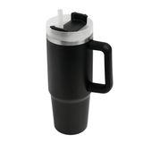 Bellatio Design Warmhoudbeker/thermosbeker DELUXE - grote koffiebeker - tumbler - RVS - zwart - 900 ml - Reisbeker