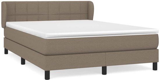 vidaXL Boxspring met matras stof taupe 140x200 cm