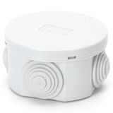 IP44 waterdichte ronde aansluitdoos (65 x 30 mm) voor elektrische buiteninstallaties en kabelbescherming.