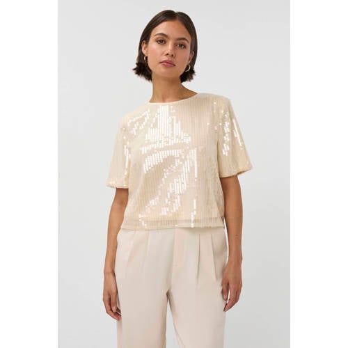 Studio AMAYA top beige met pailletten