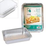 CasaChic Rechthoekige aluminium container met deksel, 8 porties, 1 stuk – grote kom voor koken en verwijderen (32 x 25 x 5 cm)