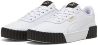 Puma Carina 3.0 Dames Lage Sneakers Leer Wit Goud Zwart Maat 39