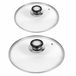 Gerimport universele glazen pannendeksels - 2x - voor dia 18 en 24 cm - keuken - met stoomgaatje