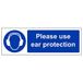 VSafety "Please Use Ear Protection" Sign, Landscape, Pack of 3