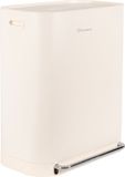 Homra Rockx Poubelle 60 Litres - Poubelle à pédale Duo 2x30L avec filtre anti-odeurs - Poubelle de tri sélectif Inox 2 compartiments - Poubelle de recyclage - Poubelle de cuisine pour tri des déchets - Seau à déchets - Double poubelle Blanc Crème