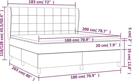vidaXL Boxspring met matras fluweel roze 180x200 cm