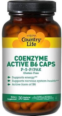 Glutenvrije Coenzym actieve B6 Caps, P-5-P/PAK (30 Veggie Caps) - Country Life