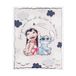 VALENTI & CO. Disney Lilo en Stitch - Bedrukte houten afbeelding 20 x 25 cm met zilveren details - Wanddecoratie, babycadeau of doopcadeau voor kinderkamer