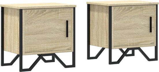 vidaXL Nachtkastjes 2 stuks 40x30x40 cm spaanplaat sonoma eikenkleurig