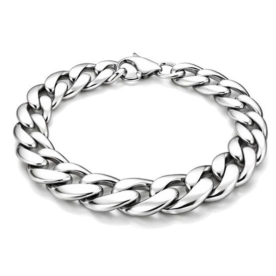 LGT JWLS Stalen heren armband Gourmet schakel Zilverkleurig 11mm-23cm