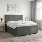 vidaXL Boxspringbed met matras Donkergrijs 140 x 190 cm Stof