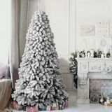 BAKAJI Kerstboom Super Donau, grenen, groen, sneeuw, kruissokkel, opvouwbaar, hoge kwaliteit, takken met sneeuw, eenvoudige montage, opening paraplu (180 cm)