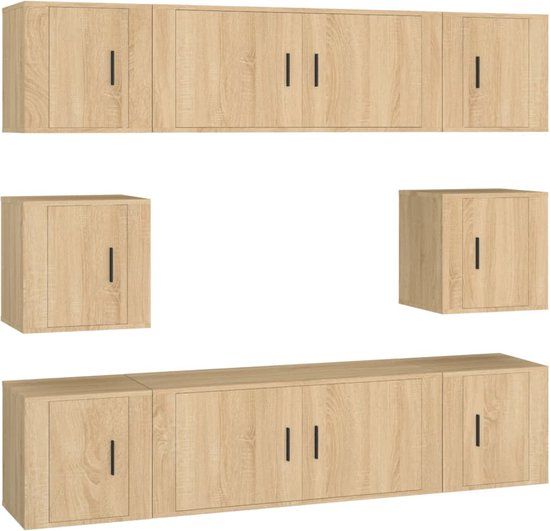 vidaXL 8-delige Tv-meubelset bewerkt hout sonoma eikenkleurig