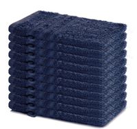 Lavea® Set van 10 washandjes 15x21 cm van 100% katoen badstof – Zacht & absorberend – Ideaal voor thuis, hotel, spa en baby – Marineblauw