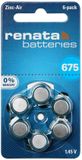 Renata ZA675 Batterie pour appareil auditif Type 675 Bleu Zinc-Air 1,45V 660mAh – Blister 6 pièces | PR44 | Sans mercure | Swiss Made
