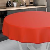 Wasdoek Tafelkleed, Afwasbaar Tafelzeil, Tuintafelkleed voor Binnen en Buiten, Rond, 140 cm, met Zoom, Rood