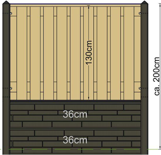 Merkloos Berton paal Schie wit/grijs tussenmodel met kabeldoorvoer 280 cm
