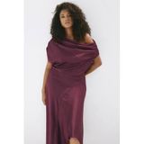 Mango One Shoulder Midi Dress - Dark Purple