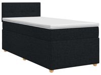 vidaXL Boxspringbed met matras, hoofdeinde, zwart, 90 x 200 cm, stof