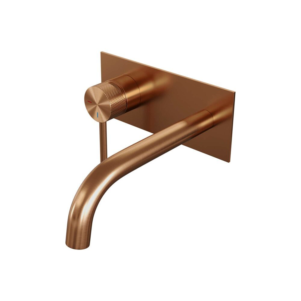 Brauer Brauer Copper Carving inbouw wastafelkraan met gebogen uitloop en ronde staaf 20x9 koper