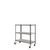 Simon Rack Metalen stelling met wielen 975x1000x300 mm - Maderclick | 3 niveaus, Houten legbord, 75 kg buigbelasting, Corrosiewerende coating, Montage met kliksysteem, Grijs