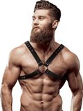 FETISH SUBMISSIVE ATTITUDE Eco Leather Crossed Chest Strap Harness Men Zwart