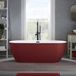Otterton Baignoire Autoportante Moderne Ovale avec Deux Dossiers - Rouge (Saffron Red) et Trop-plein Noir | 150cm x 75cm