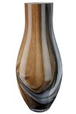 GILDE Glazen vaas Draga - grote decoratieve vaas bloemenvaas hoogte 40 cm bruin zwart marmer look - Europese productie