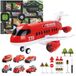 Camion de pompiers Jouet - Set de jouets avec 6 camions de pompiers - Métal et plastique - Rouge, 16 panneaux de signalisation - Pour intérieur et extérieur